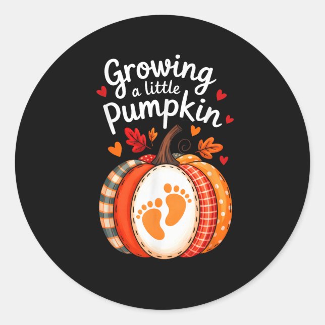 Growing A Little Pumpkin Maternity Pregnancy Thank Classic Round Sticker (Front)