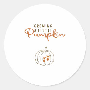 Growing A Little Pumpkin Pregnancy Reveal Hallowee Classic Round Sticker