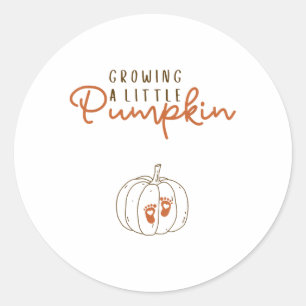 Growing A Little Pumpkin Pregnancy Reveal Hallowee Classic Round Sticker