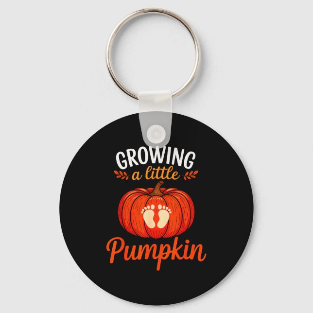 Growing A Little Pumpkin Pregnancy Thanksgiving Ma Keychain (Front)