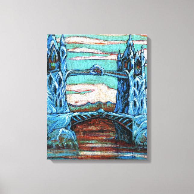 Growing Bridge in a fantasy city Canvas Print (Front)