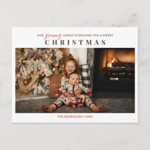 Growing Family Children Photo Merry Christmas Postcard