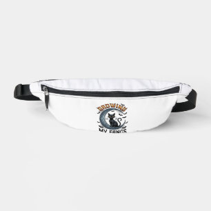 Growing Fangs Black Cat Crescent Moon Bats Hallowe Fanny Pack