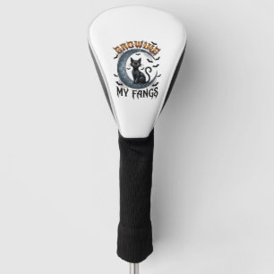Growing Fangs Black Cat Crescent Moon Bats Hallowe Golf Head Cover