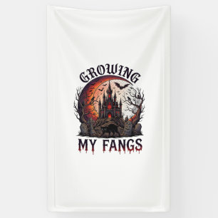 Growing Fangs Halloween Haunted Castle Black Cat M Banner