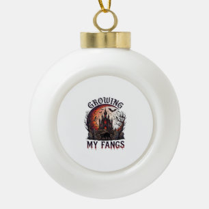 Growing Fangs Halloween Haunted Castle Black Cat M Ceramic Ball Christmas Ornament