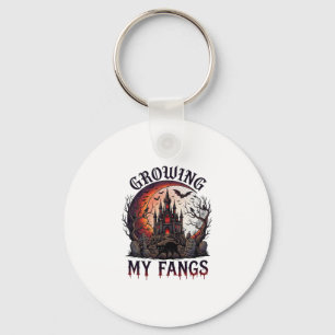 Growing Fangs Halloween Haunted Castle Black Cat M Keychain