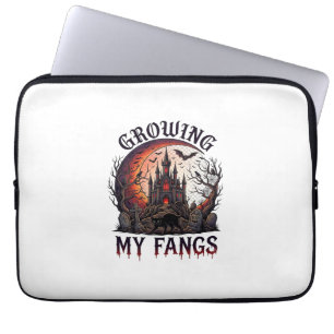 Growing Fangs Halloween Haunted Castle Black Cat M Laptop Sleeve