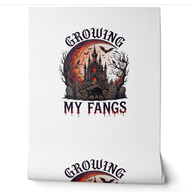 Growing Fangs Halloween Haunted Castle Black Cat M Wallpaper (Unrolling)