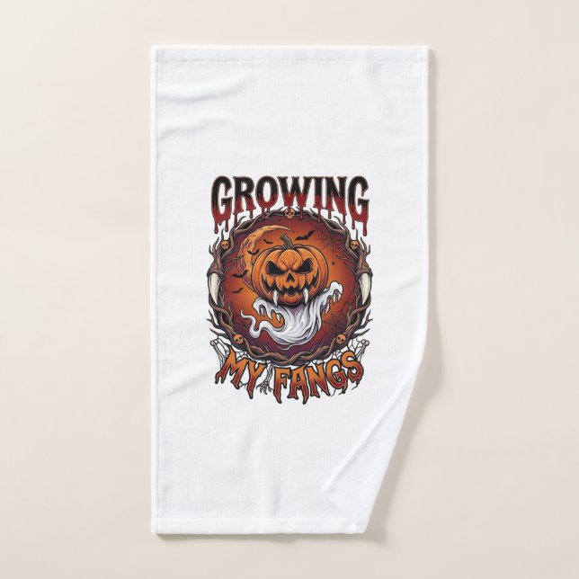 Growing Fangs Vampire Pumpkin Ghost Bats Skulls Hand Towel (Hand Towel)