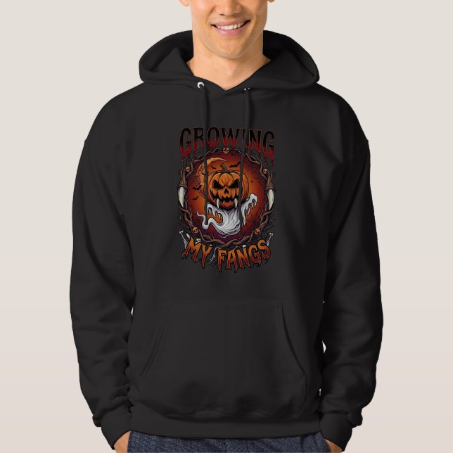 Growing Fangs Vampire Pumpkin Ghost Bats Skulls Hoodie (Front)