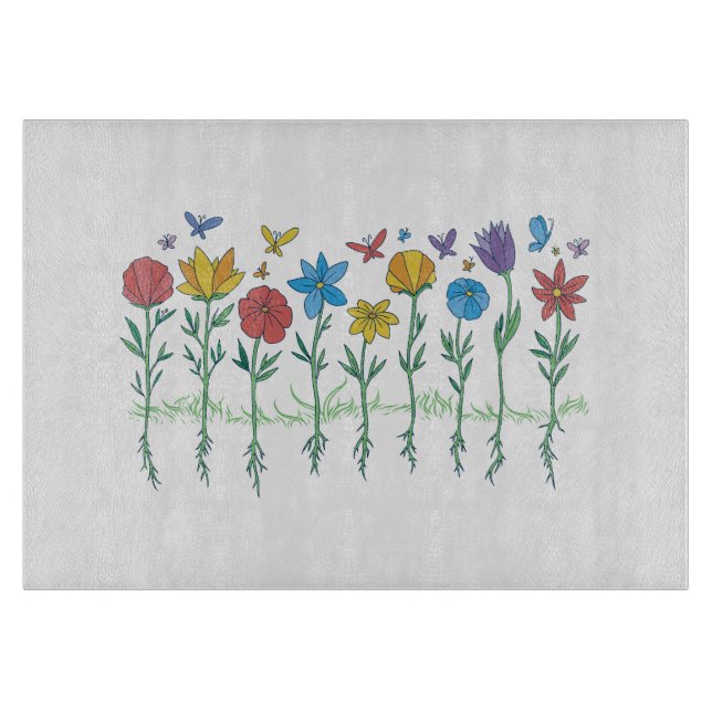Growing flowers design cutting board (Front)