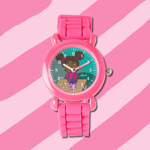 Growing Girl Pink Watch with Name