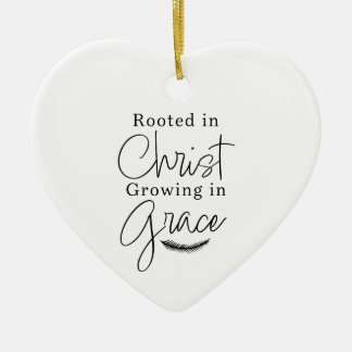 Growing in Grace Black and White Heart Christmas Ceramic Ornament