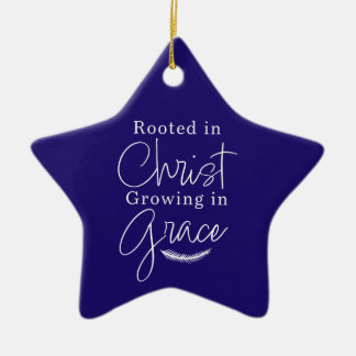 Growing in Grace Blue and White Star Christmas Ceramic Ornament