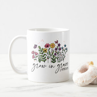 Growing In Grace Floral Christian Quote Coffee Mug
