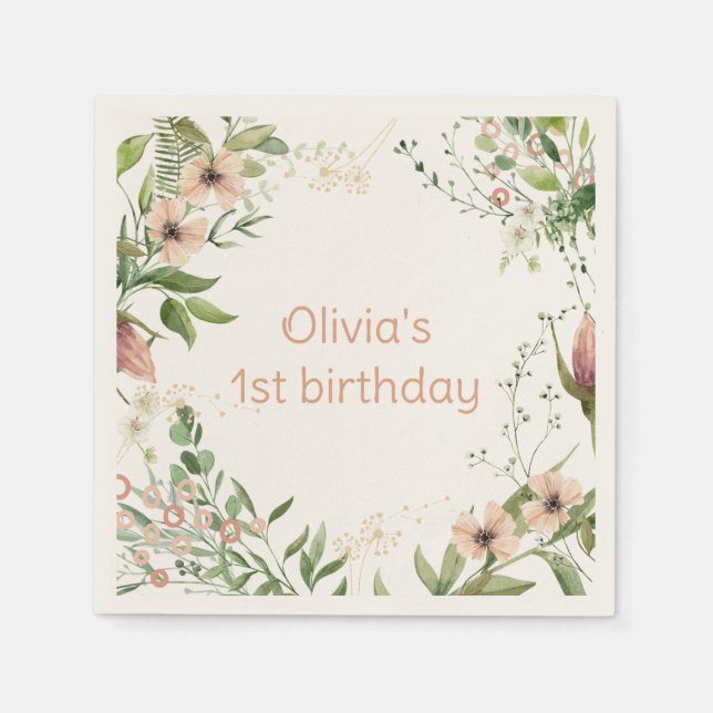 Growing like a weed first birthday, napkin (Front)