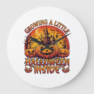 Growing Little Halloween Inside Pumpkins Haunted C Large Clock