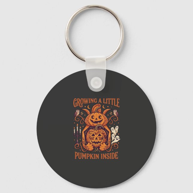 Growing Little Pumpkin Inside Halloween Pumpkins G Keychain (Front)