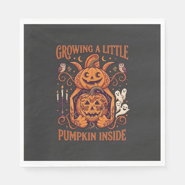 Growing Little Pumpkin Inside Halloween Pumpkins G Napkin (Front)