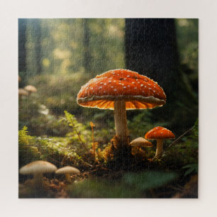 Growing mushrooms in forest jigsaw puzzle