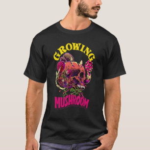 Growing Mushrooms Skull Goth Morel Mushroom Mycolo T-Shirt