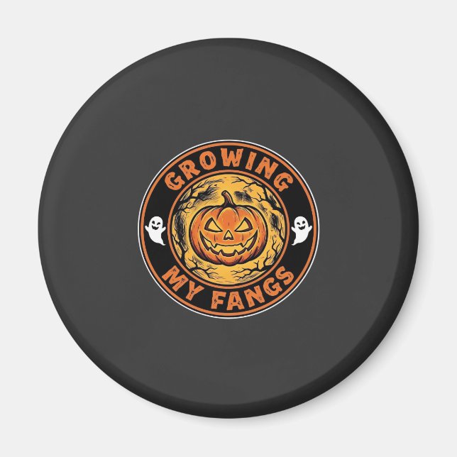 Growing My Fangs Halloween Pumpkin Ghost Design_1 Magnet (Front)