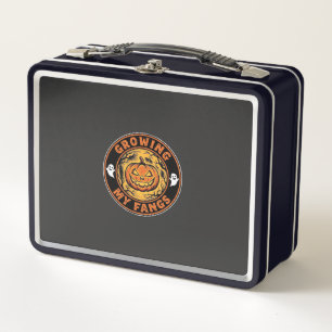 Growing My Fangs Halloween Pumpkin Ghost Design_1 Metal Lunch Box