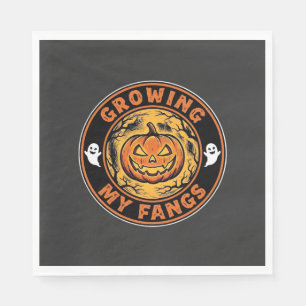 Growing My Fangs Halloween Pumpkin Ghost Design_1 Napkin