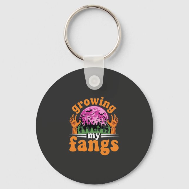 Growing My Fangs Halloween Vampire Design_1 Keychain (Front)