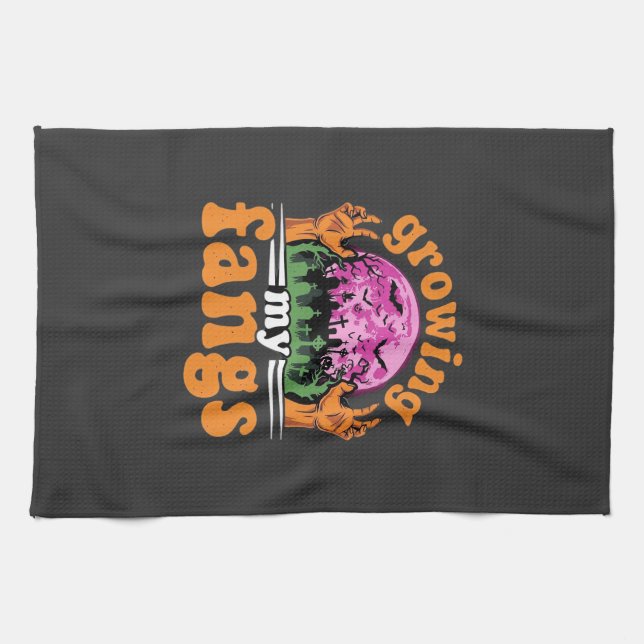 Growing My Fangs Halloween Vampire Design_1 Kitchen Towel (Horizontal)