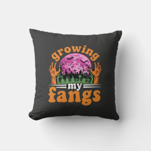 Growing My Fangs Halloween Vampire Design_1 Throw Pillow