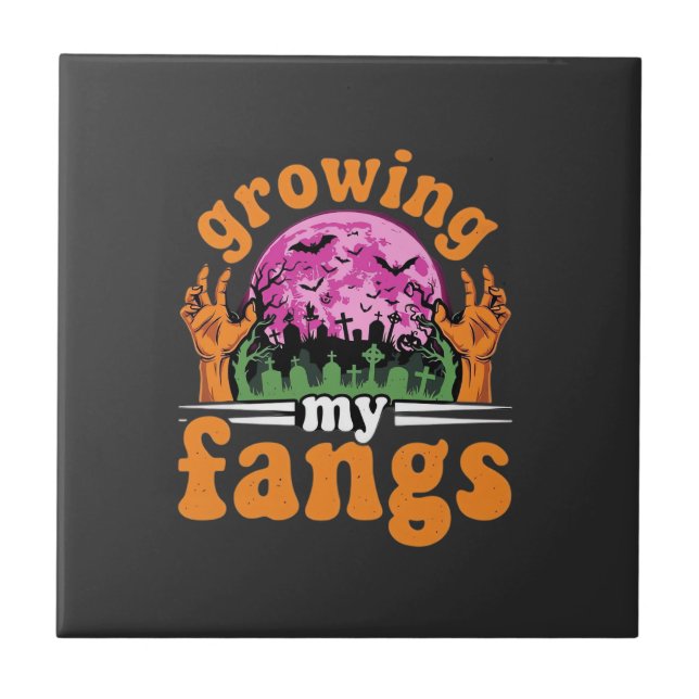 Growing My Fangs Halloween Vampire Design_1 Tile (Front)