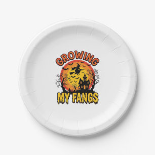 Growing My Fangs Vintage Halloween Vampire Shirt_1 Paper Plate
