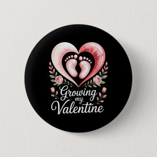 Growing My Valentine By Feet Heart Art 2 Inch Round Button