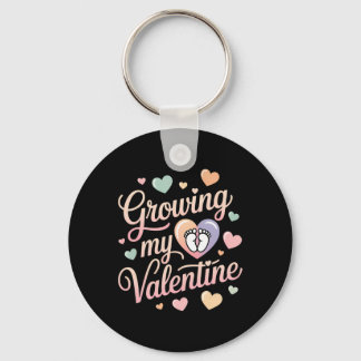 Growing My Valentine By Feet Heart Design Keychain