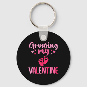 Growing My Valentine Cute Pregnancy Announcement Keychain