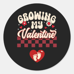 Growing My Valentine New Mom Valentines Pregnancy Classic Round Sticker