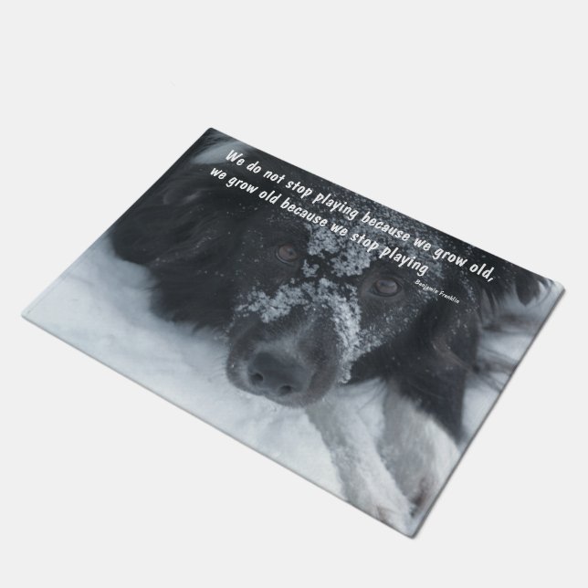 Growing Old Inspirational Quote Border Collie  Doormat (Angled)