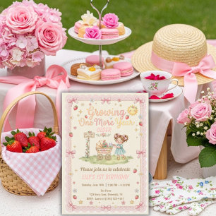 Growing One More Year Older girl  Birthday  Invitation