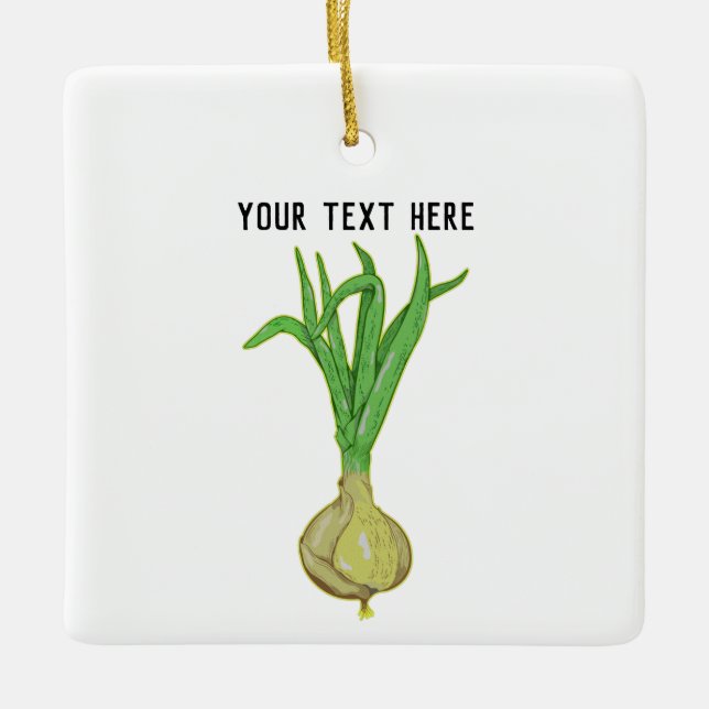 Growing onions ceramic ornament (Front)