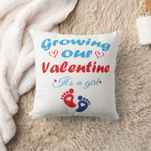 Growing Our Valentine It's A Girl New Pregnancy Throw Pillow