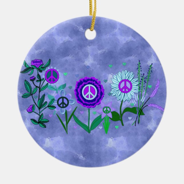 Growing Peace Ceramic Ornament (Front)