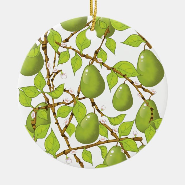 Growing Pears Ceramic Ornament (Front)