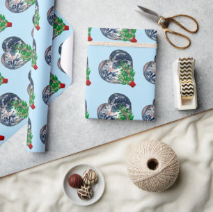 Growing Plant with Earth Heart Wrapping Paper