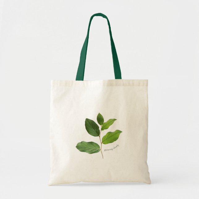 Growing Slowly Botanical Leaf Tote Bag (Front)