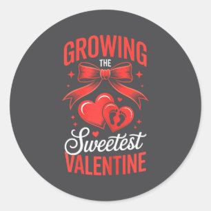 Growing The Sweetest Valentine Pregnancy Announcem Classic Round Sticker