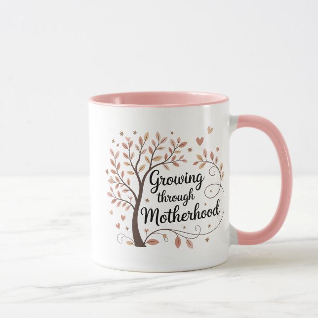 Growing Through Motherhood Mug – New Mom Gift Idea (Right)