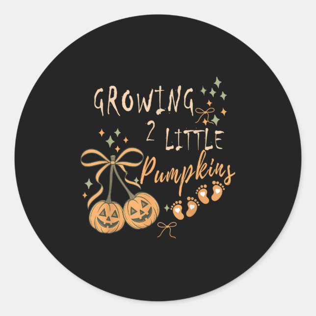 Growing Two Little Pumpkins Twins Pregnancy Fall H Classic Round Sticker (Front)