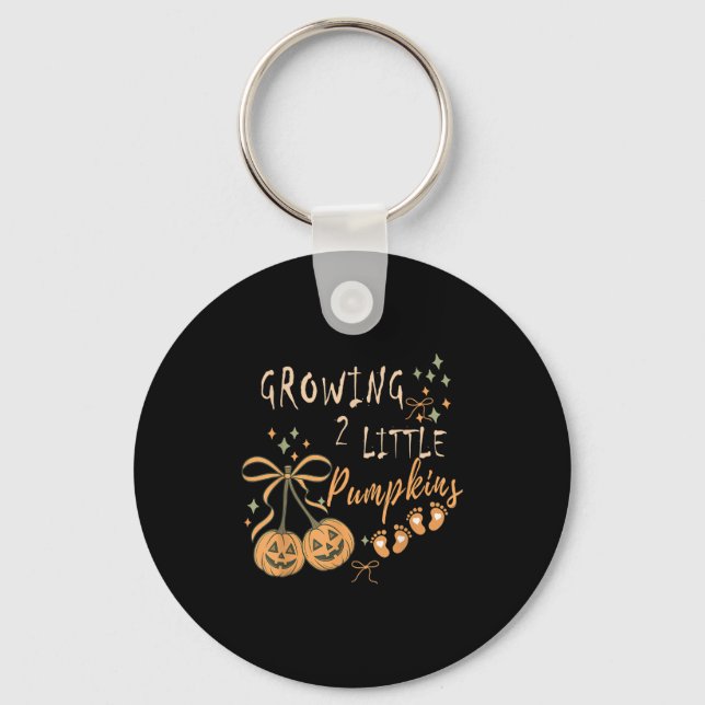 Growing Two Little Pumpkins Twins Pregnancy Fall H Keychain (Front)